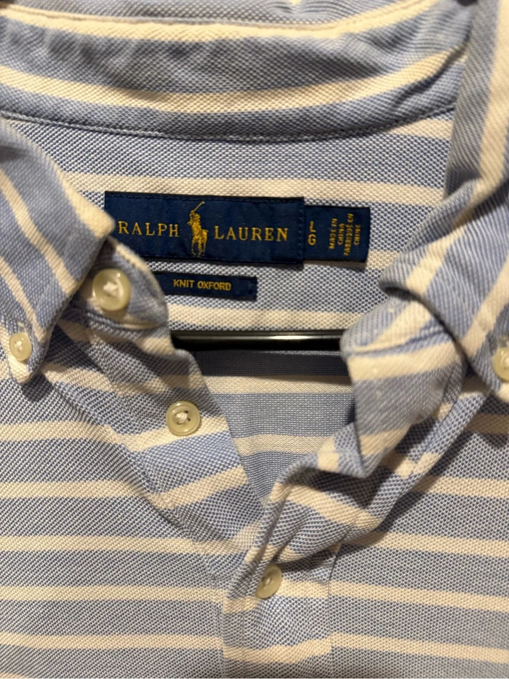 Ralph Lauren Men's Blue and White Striped Polo Shirt